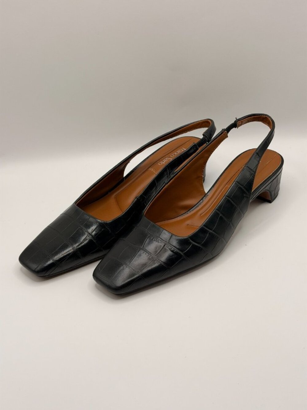 Franco Sarto Womens Lyanna Croco Embossed Leather Slingback Pumps Sz 7.5